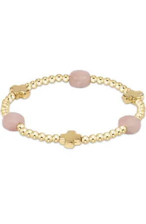 Enewton - Signature Cross Admire Gold Pattern 3mm Bracelet - Pink Opal