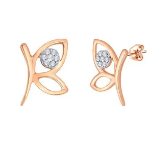 EternalDia IGI Certified Butterfly Element Diamond Accent Stud Earrings in 10kt Rose Gold (0.05 Cttw)