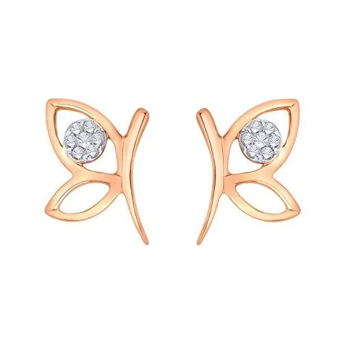 EternalDia IGI Certified Butterfly Element Diamond Accent Stud Earrings in 10kt Rose Gold (0.05 Cttw)