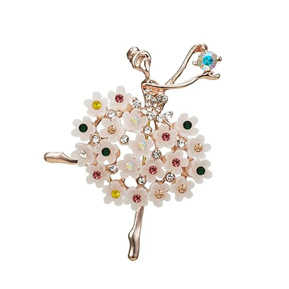 Exquisite Bejeweled Gymnast and Ballerina Doll Brooch Pins