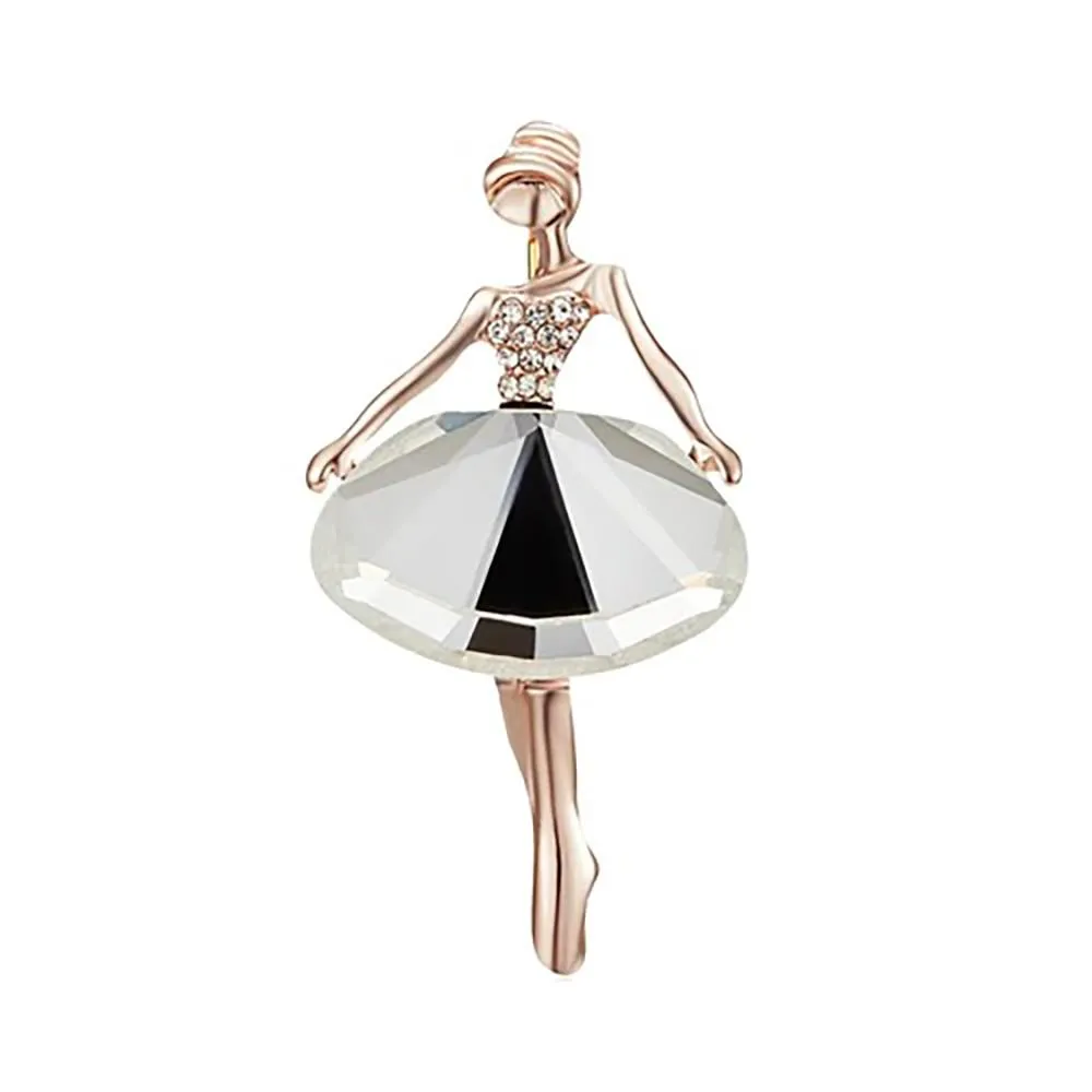 Exquisite Bejeweled Gymnast and Ballerina Doll Brooch Pins