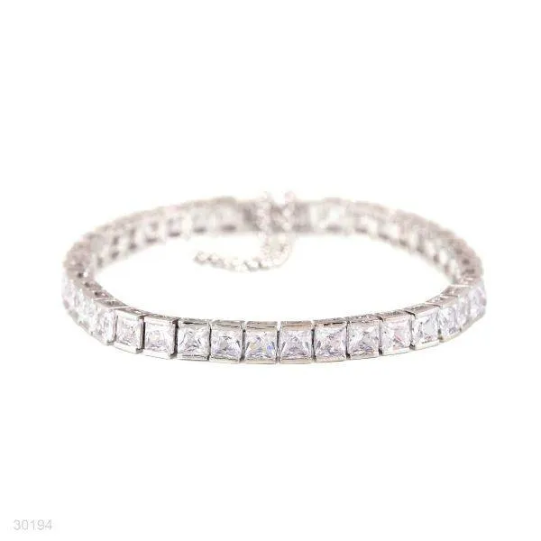 EXQUISITE PRINCESS CUT SILVER BRACELET