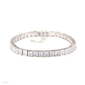 EXQUISITE PRINCESS CUT SILVER BRACELET