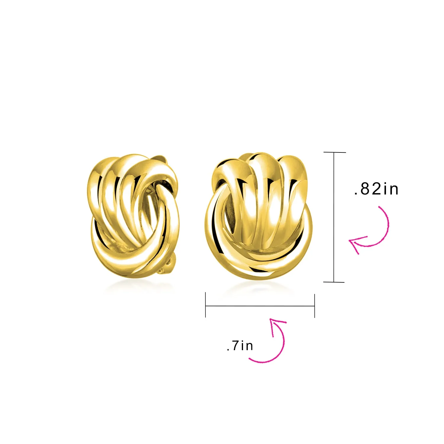 Fashion Rope Cable Love Knot Clip-On Earrings for Non-Pierced Ears SilverGold Tone
