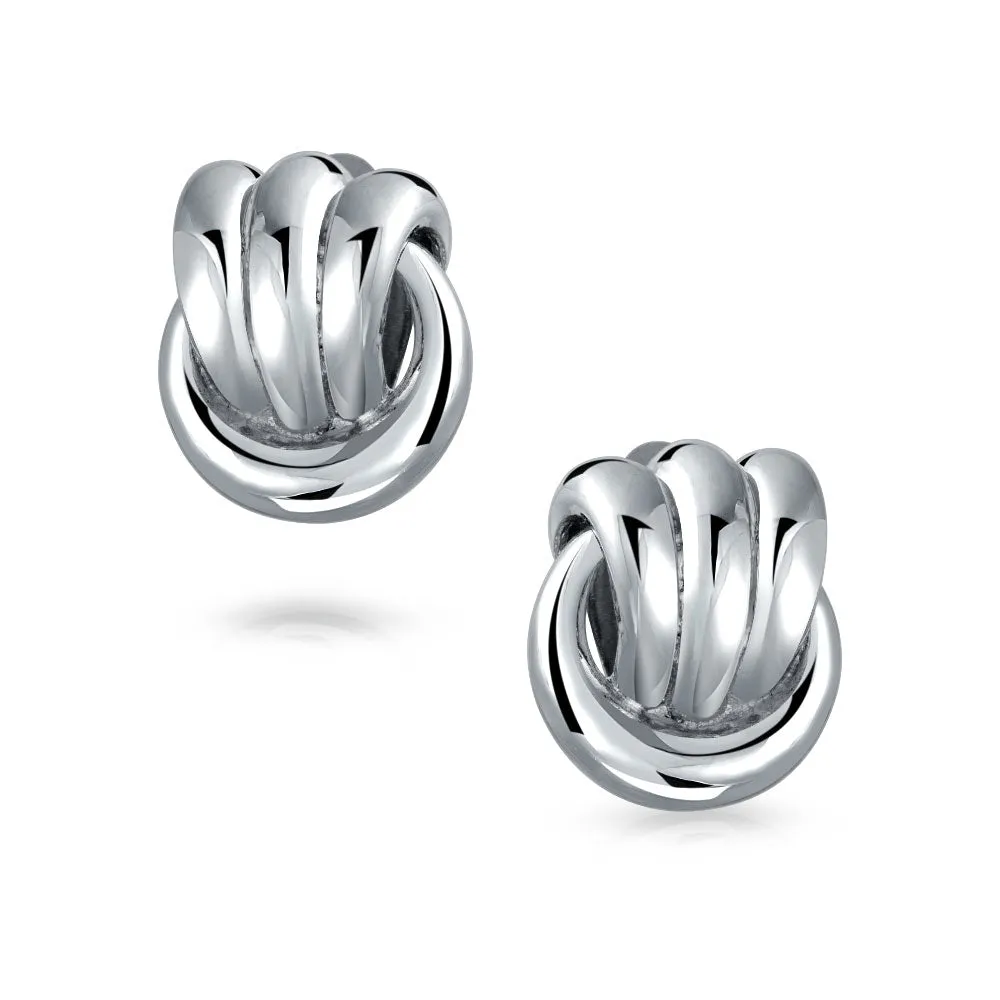 Fashion Rope Cable Love Knot Clip-On Earrings for Non-Pierced Ears SilverGold Tone