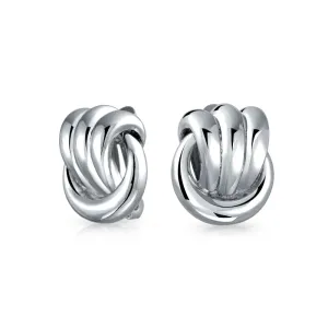 Fashion Rope Cable Love Knot Clip-On Earrings for Non-Pierced Ears SilverGold Tone