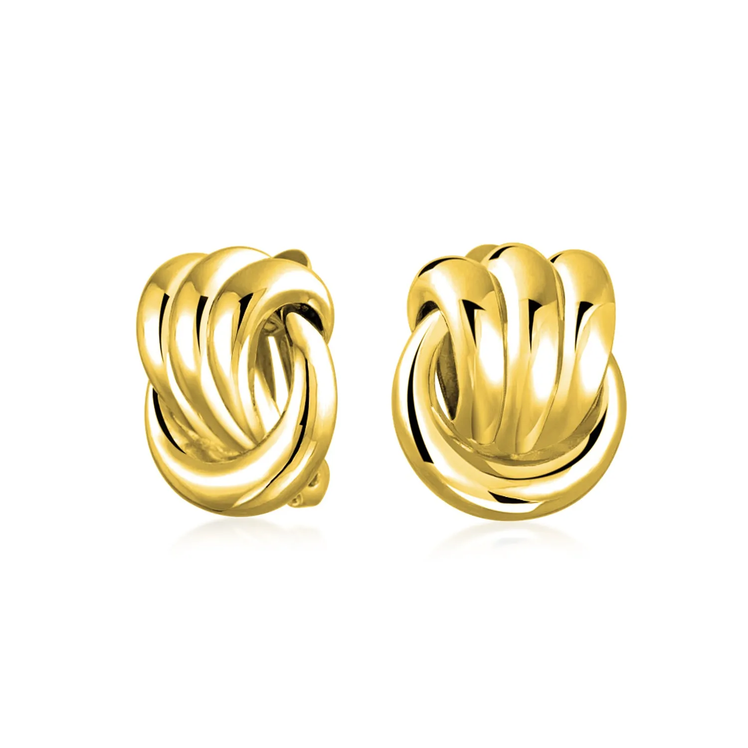 Fashion Rope Cable Love Knot Clip-On Earrings for Non-Pierced Ears SilverGold Tone