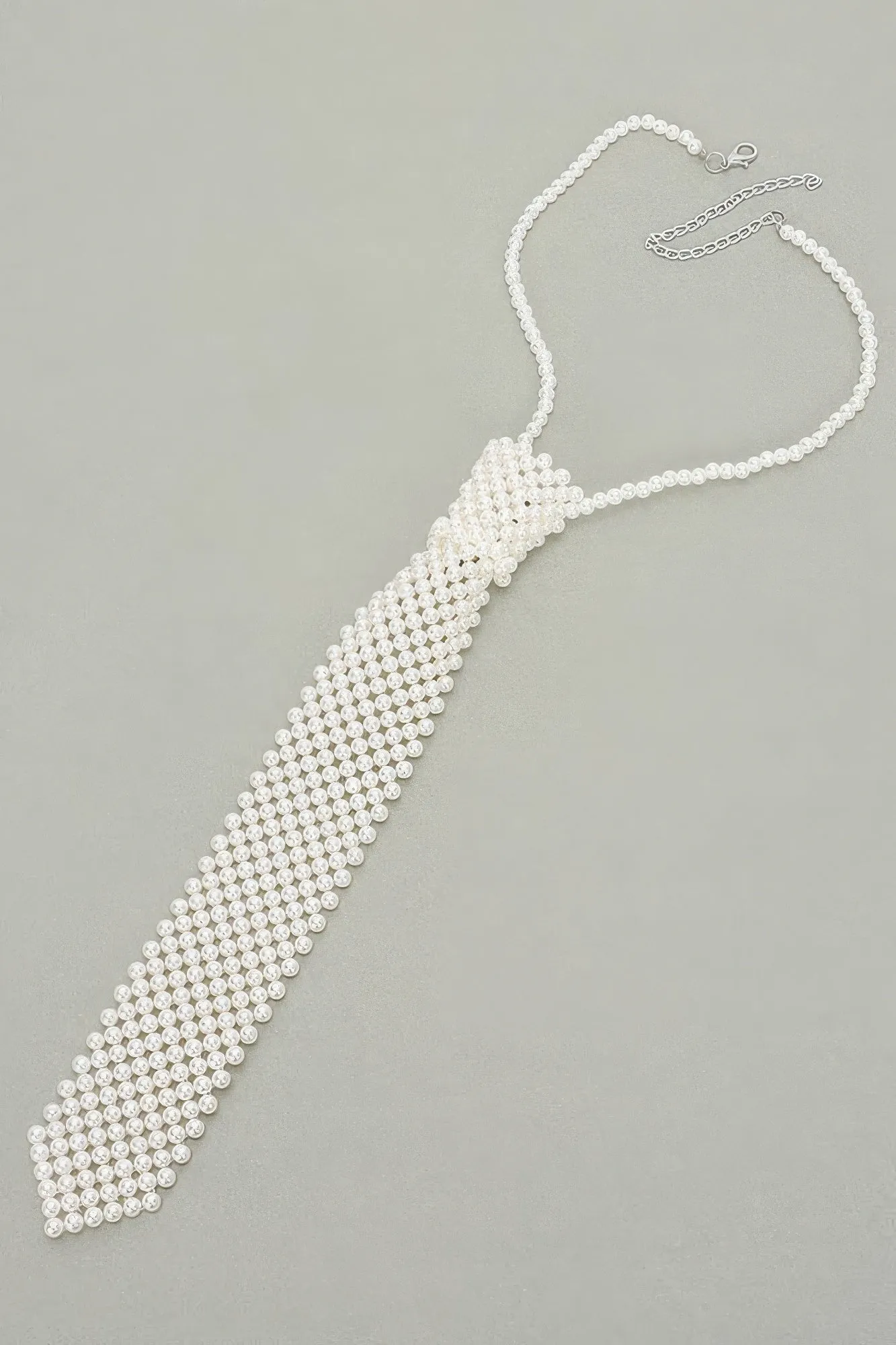 Faux Pearl Polyester Necktie Necklace