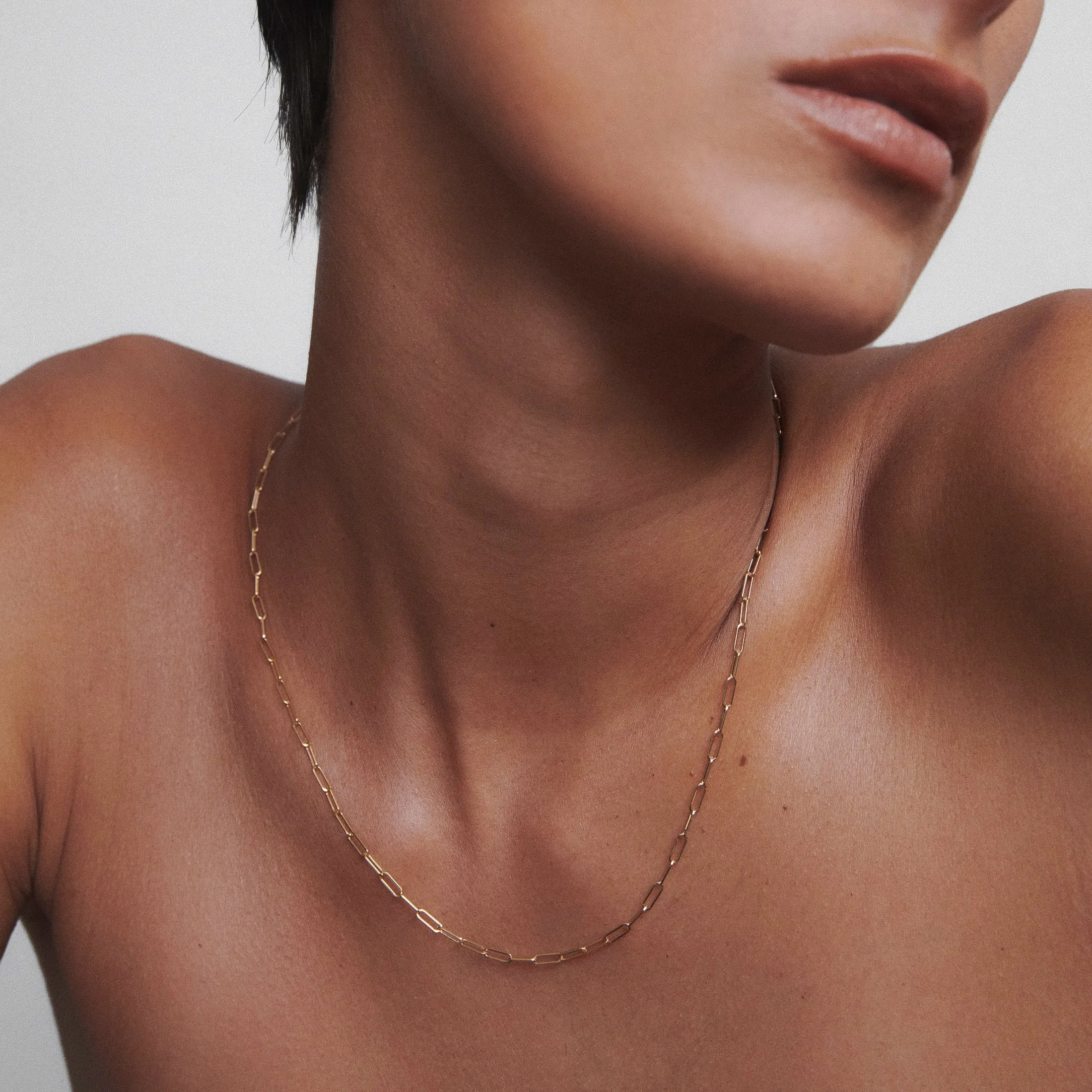 Fine Paper Link Necklace | Solid Gold Chain Necklace