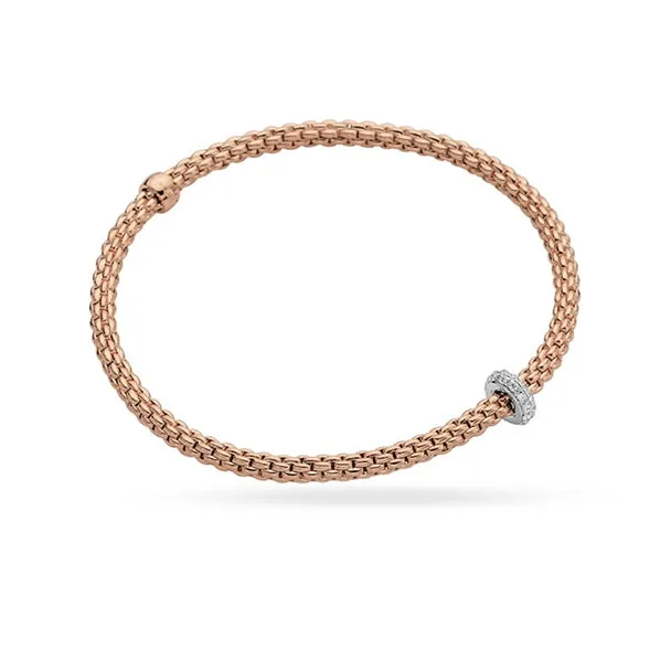 FOPE 'FLEX'IT PRIMA' 18CT ROSE GOLD AND 18CT WHITE GOLD PAVE SET DIAMOND RONDELLE BRACELET MEDIUM SIZE