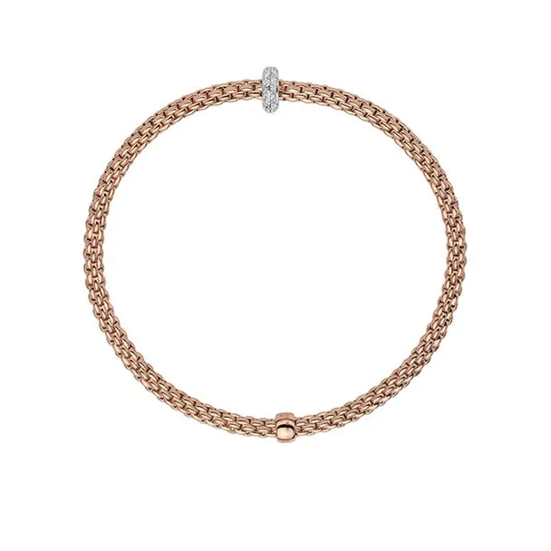 FOPE 'FLEX'IT PRIMA' 18CT ROSE GOLD AND 18CT WHITE GOLD PAVE SET DIAMOND RONDELLE BRACELET MEDIUM SIZE