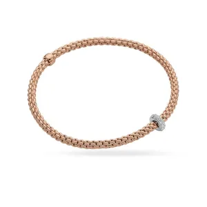 FOPE 'FLEX'IT PRIMA' 18CT ROSE GOLD AND 18CT WHITE GOLD PAVE SET DIAMOND RONDELLE BRACELET MEDIUM SIZE