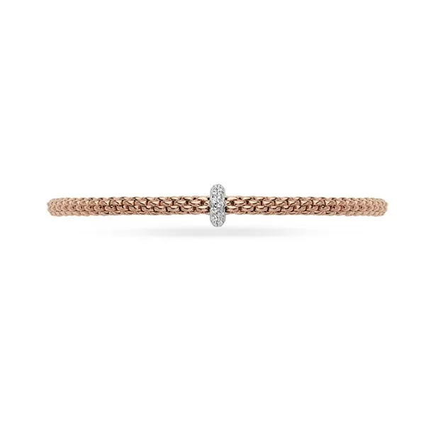FOPE 'FLEX'IT PRIMA' 18CT ROSE GOLD AND 18CT WHITE GOLD PAVE SET DIAMOND RONDELLE BRACELET MEDIUM SIZE