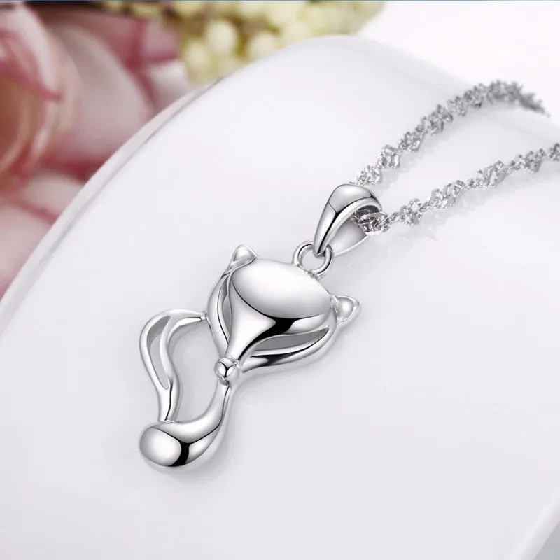 Fox Pendant Necklace 925 Sterling Silver