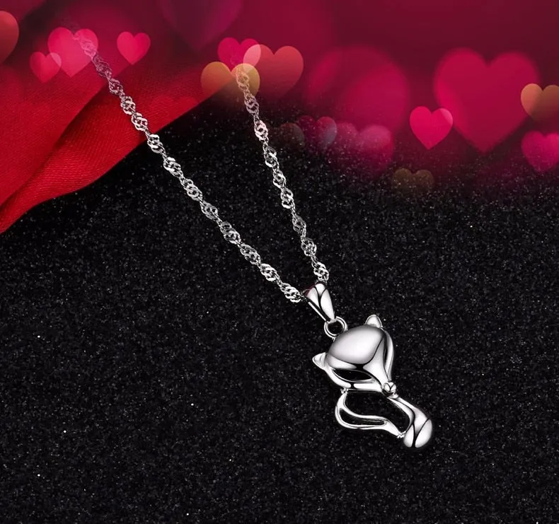 Fox Pendant Necklace 925 Sterling Silver