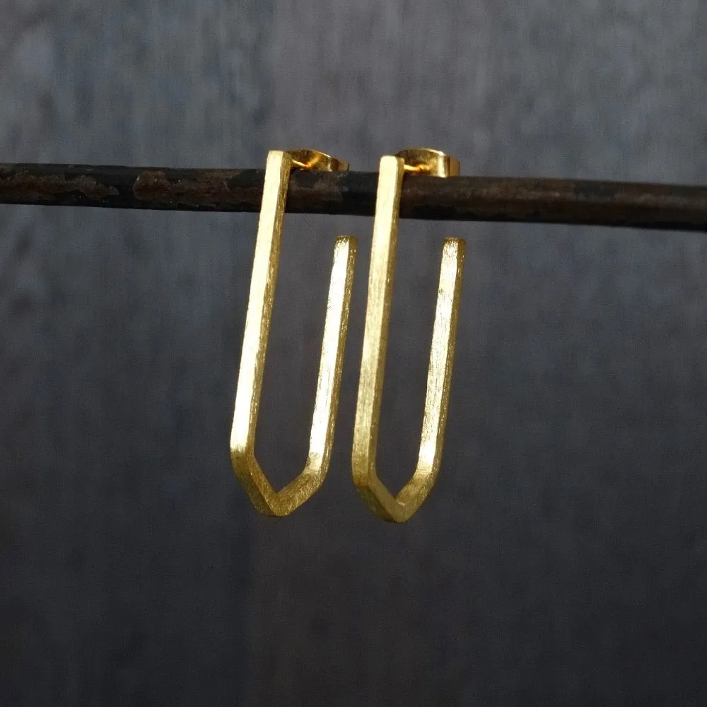 Geometric Hoop Earrings in Sterling Silver or Gold Vermeil