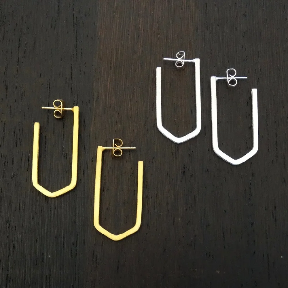 Geometric Hoop Earrings in Sterling Silver or Gold Vermeil