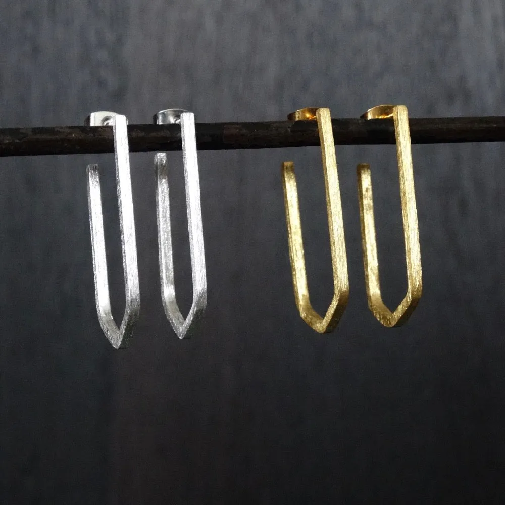 Geometric Hoop Earrings in Sterling Silver or Gold Vermeil
