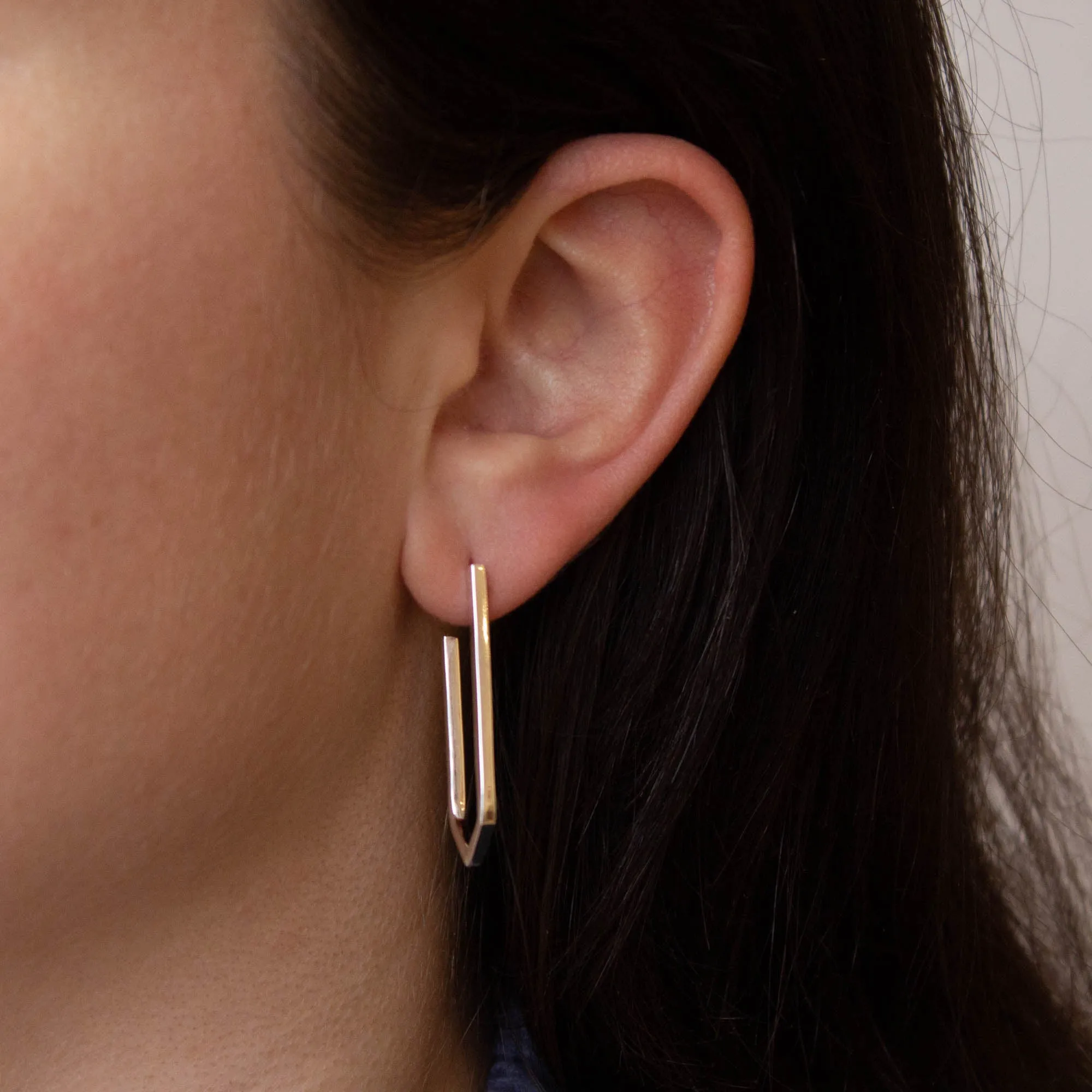 Geometric Hoop Earrings in Sterling Silver or Gold Vermeil