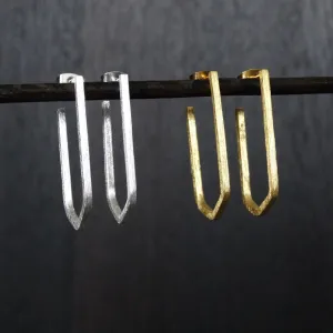 Geometric Hoop Earrings in Sterling Silver or Gold Vermeil