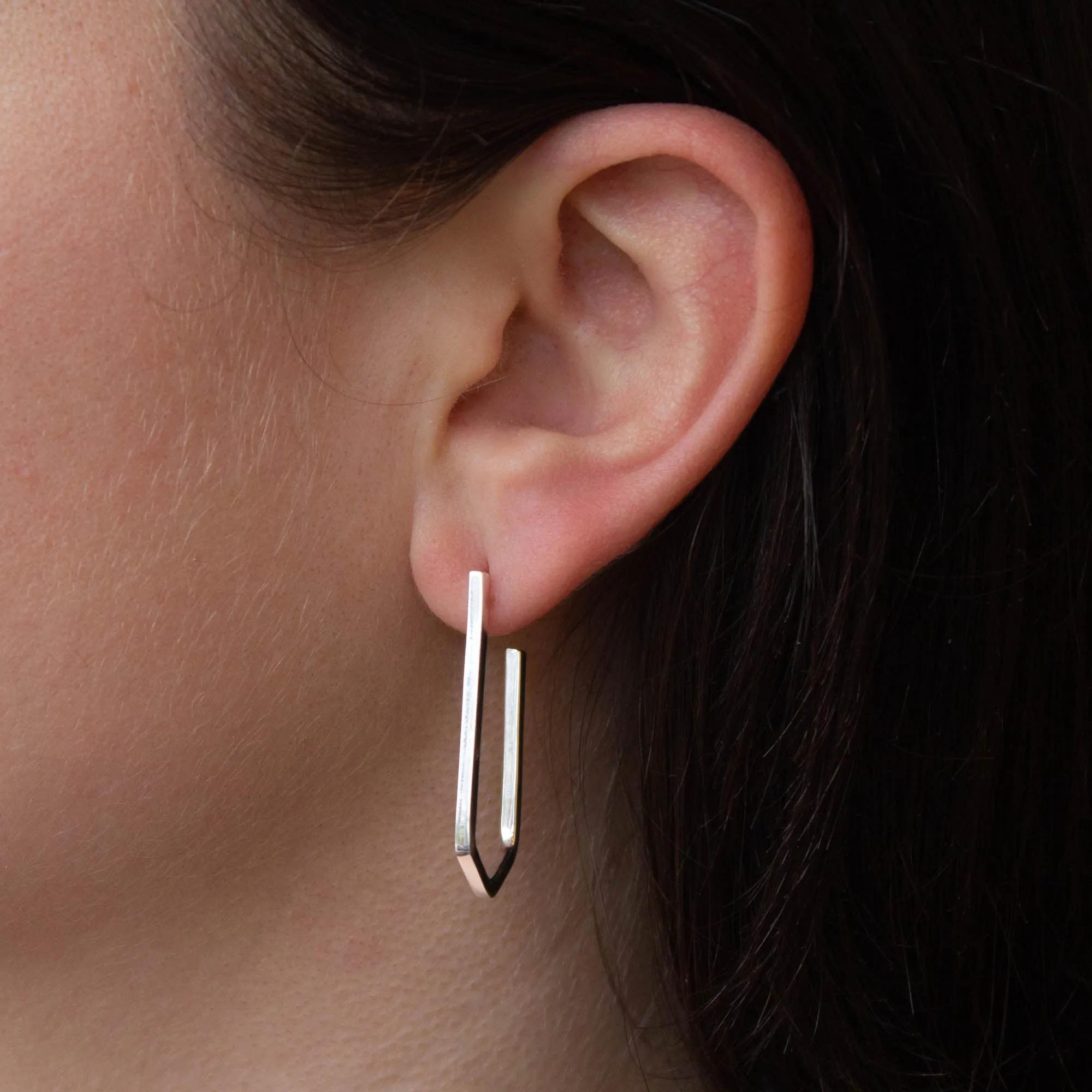 Geometric Hoop Earrings in Sterling Silver or Gold Vermeil