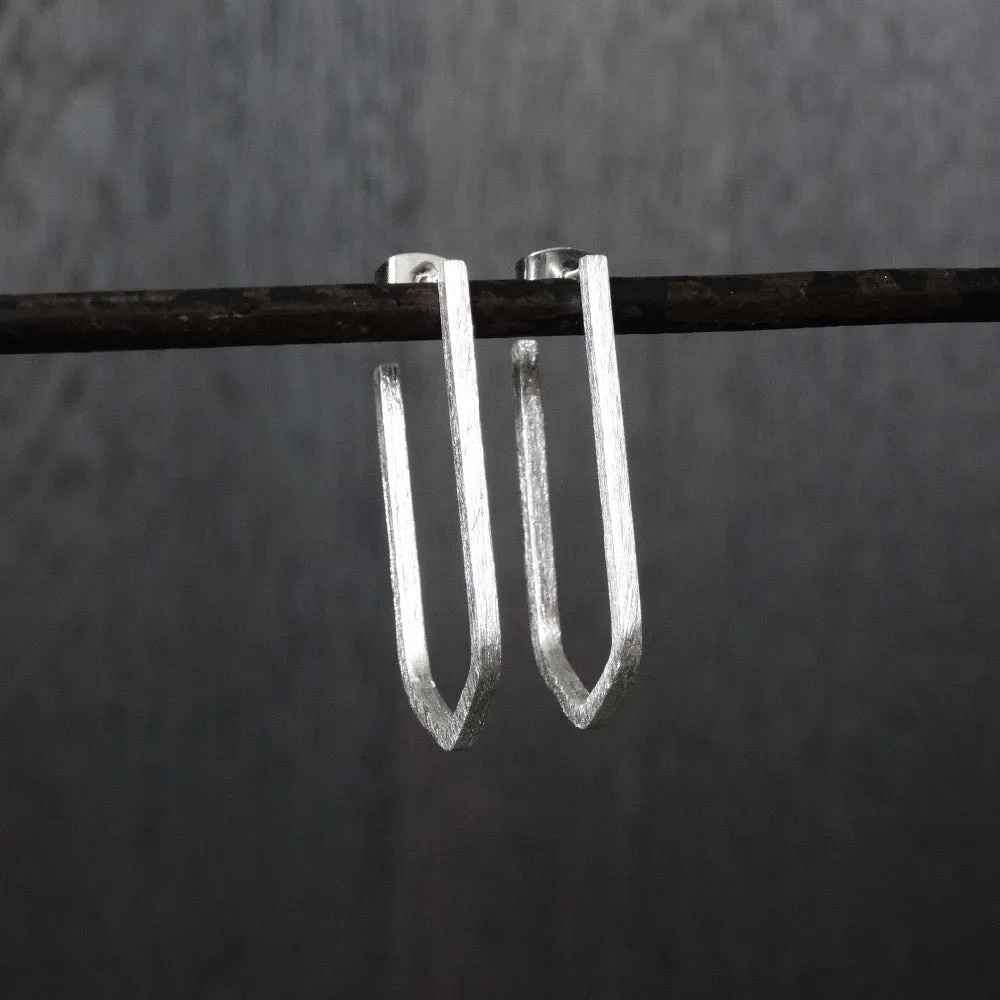Geometric Hoop Earrings in Sterling Silver or Gold Vermeil