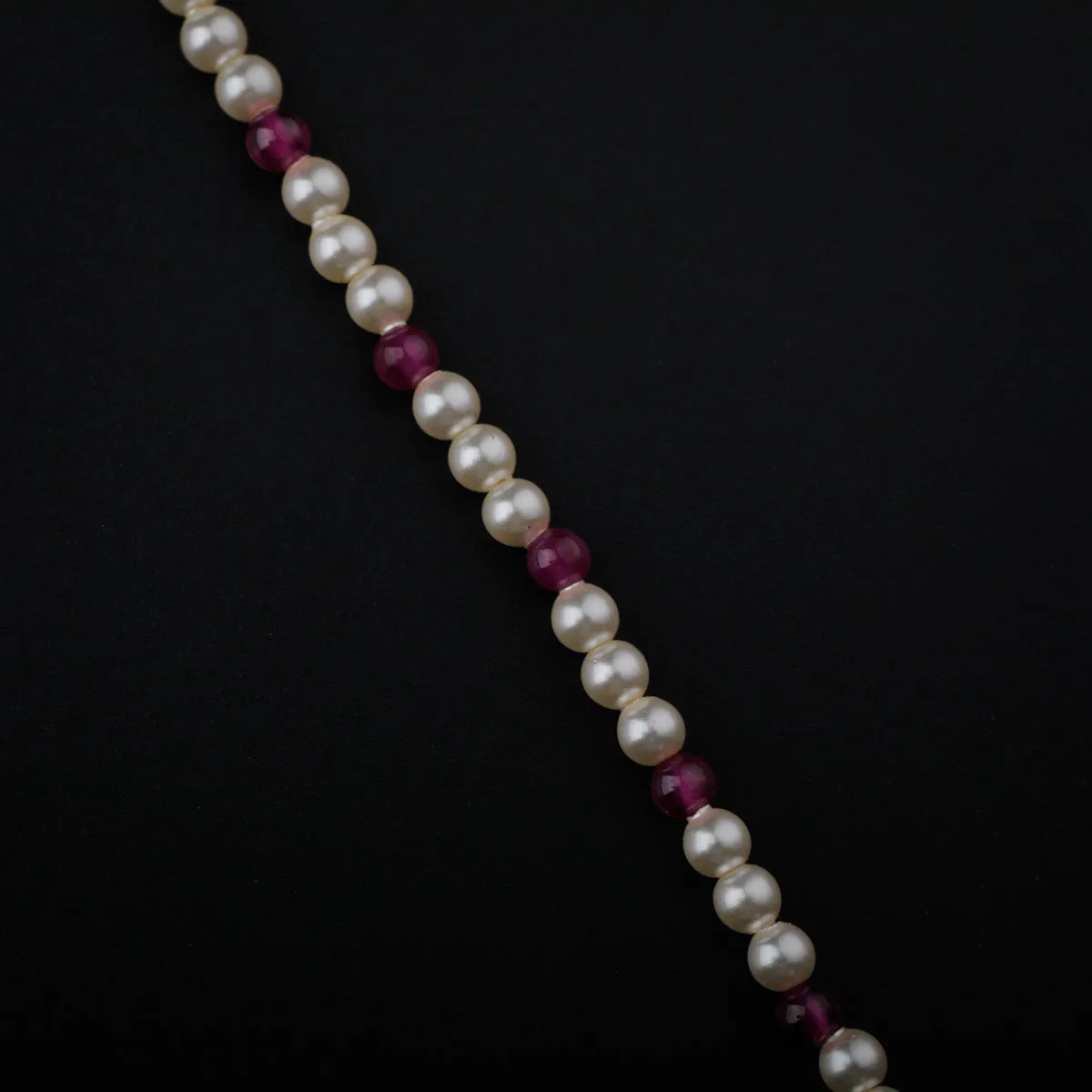 Gold Plated Silver Ruby and Pearl Necklace with वांगे (Vaange) Motif