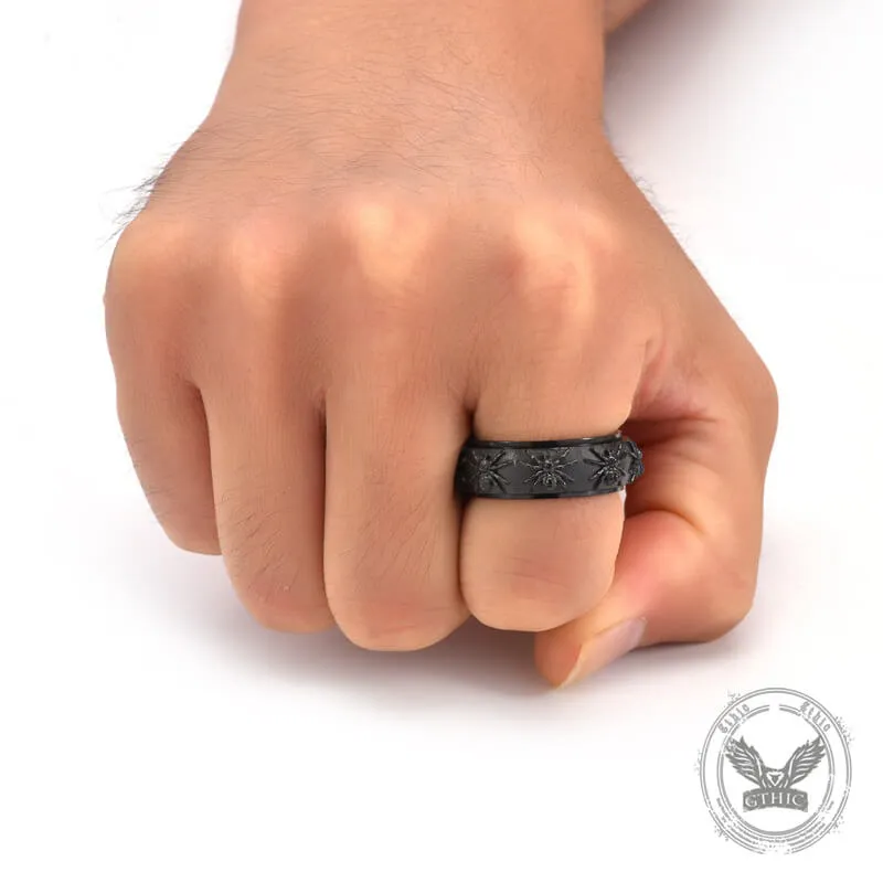 Gothic Spider Pattern Stainless Steel Spinner Ring