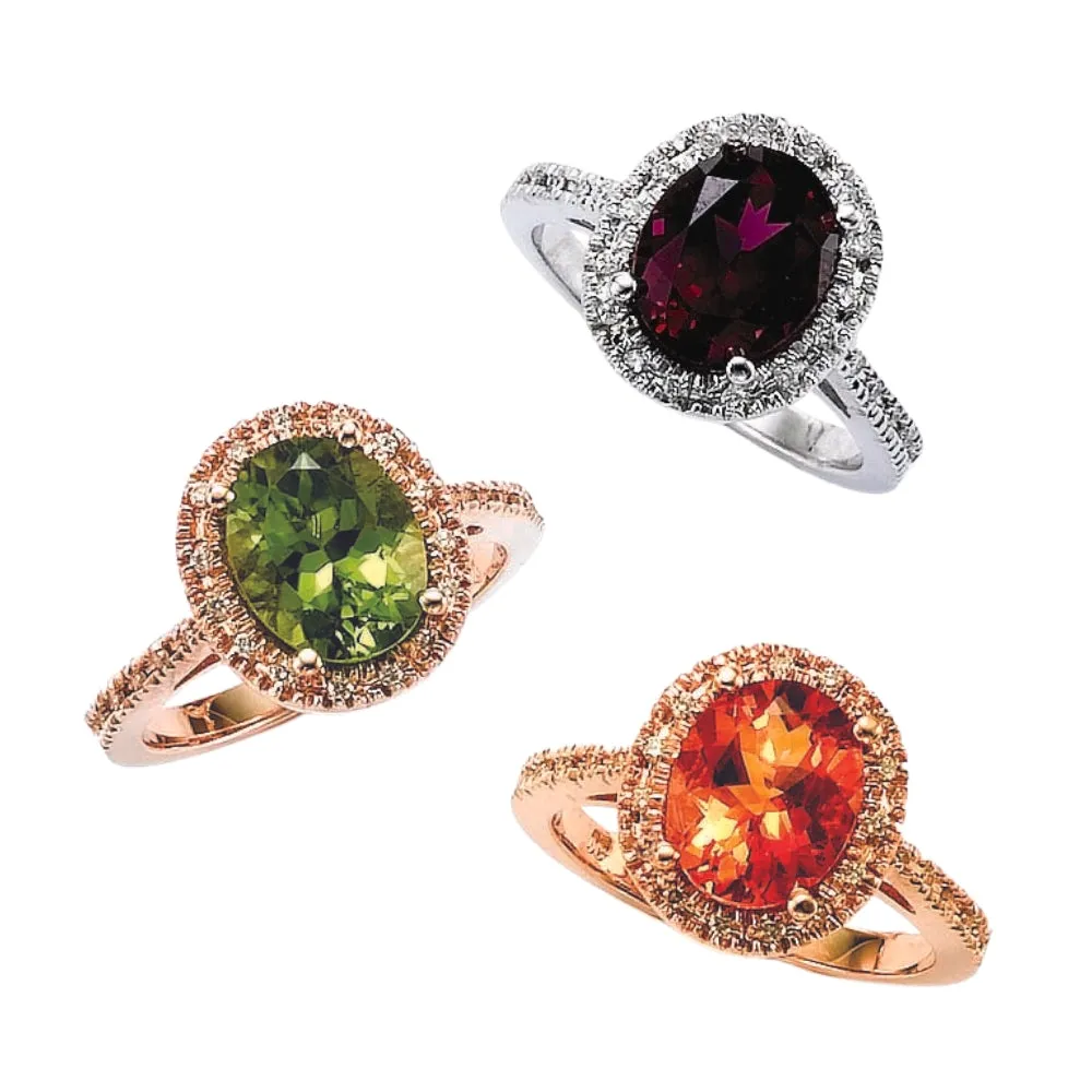 Grand Halo Peridot and Diamond Ring