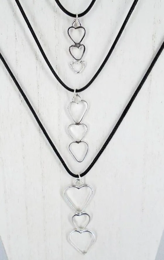 Handcrafted Sterling Silver Heart Pendant – Three Intertwined Hearts with Interchangeable Chains