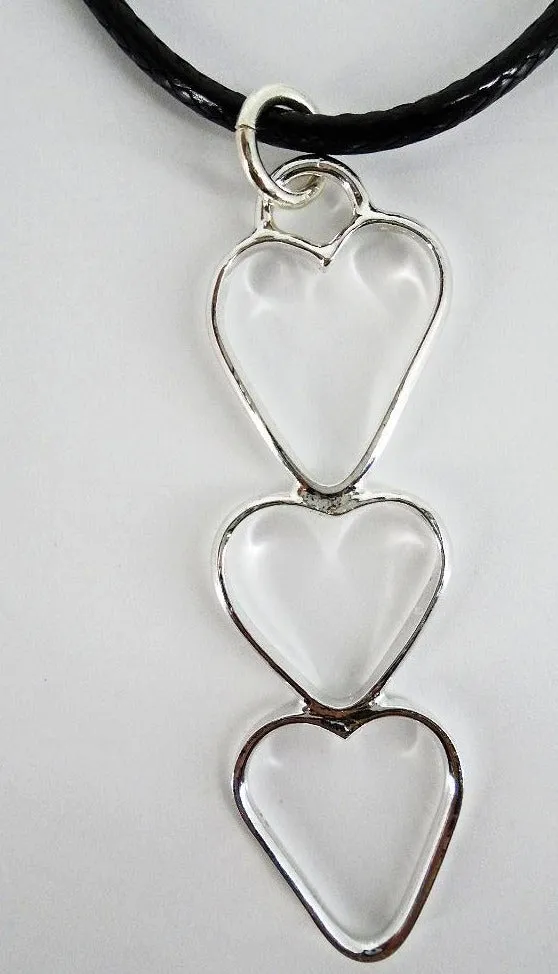 Handcrafted Sterling Silver Heart Pendant – Three Intertwined Hearts with Interchangeable Chains