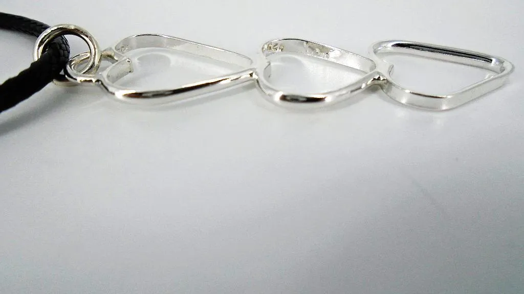 Handcrafted Sterling Silver Heart Pendant – Three Intertwined Hearts with Interchangeable Chains