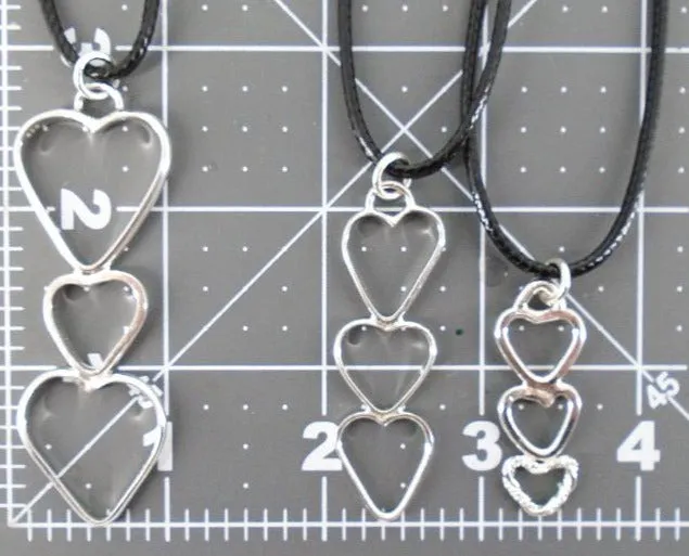 Handcrafted Sterling Silver Heart Pendant – Three Intertwined Hearts with Interchangeable Chains