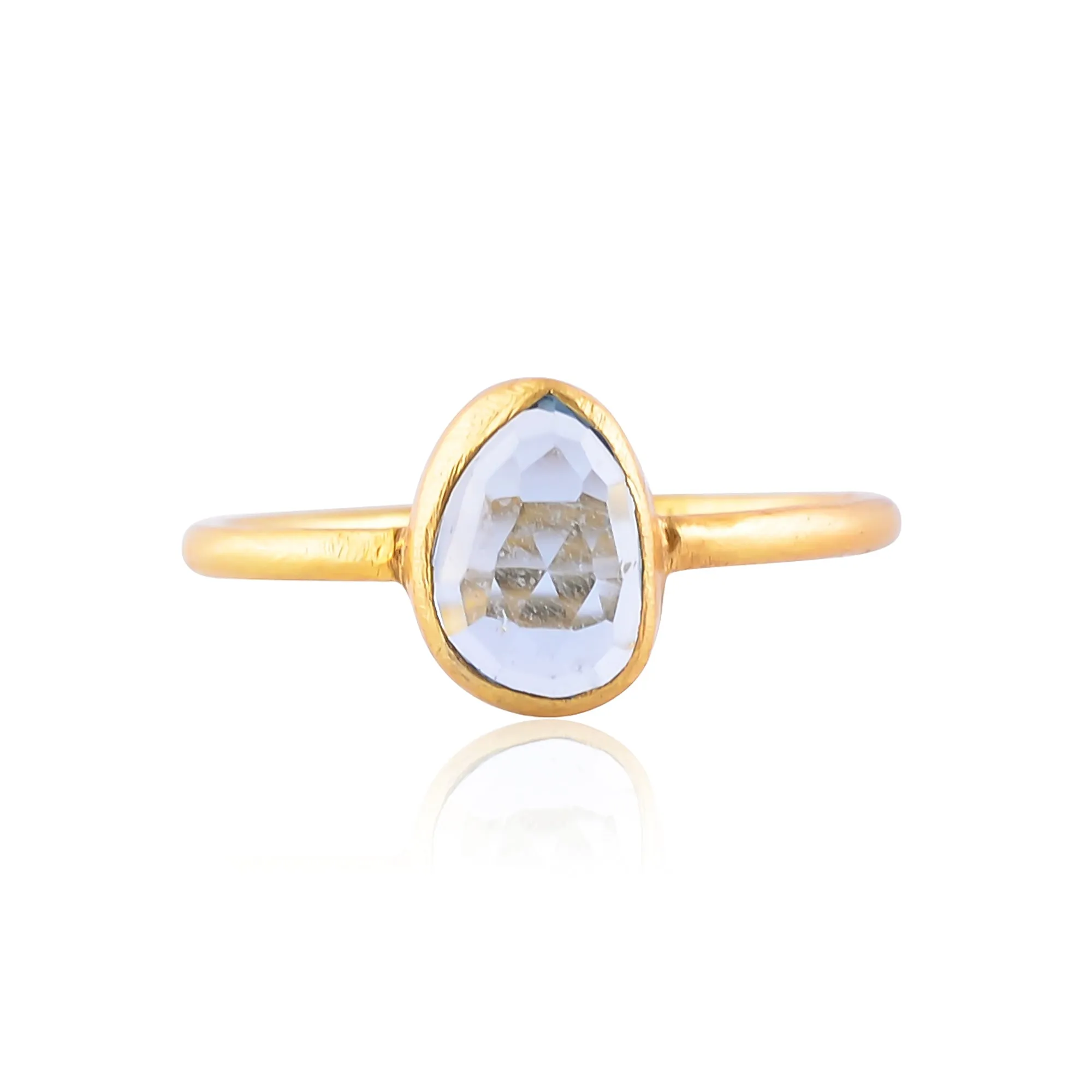 Handmade Silver Gold Plated Blue Topaz Ring