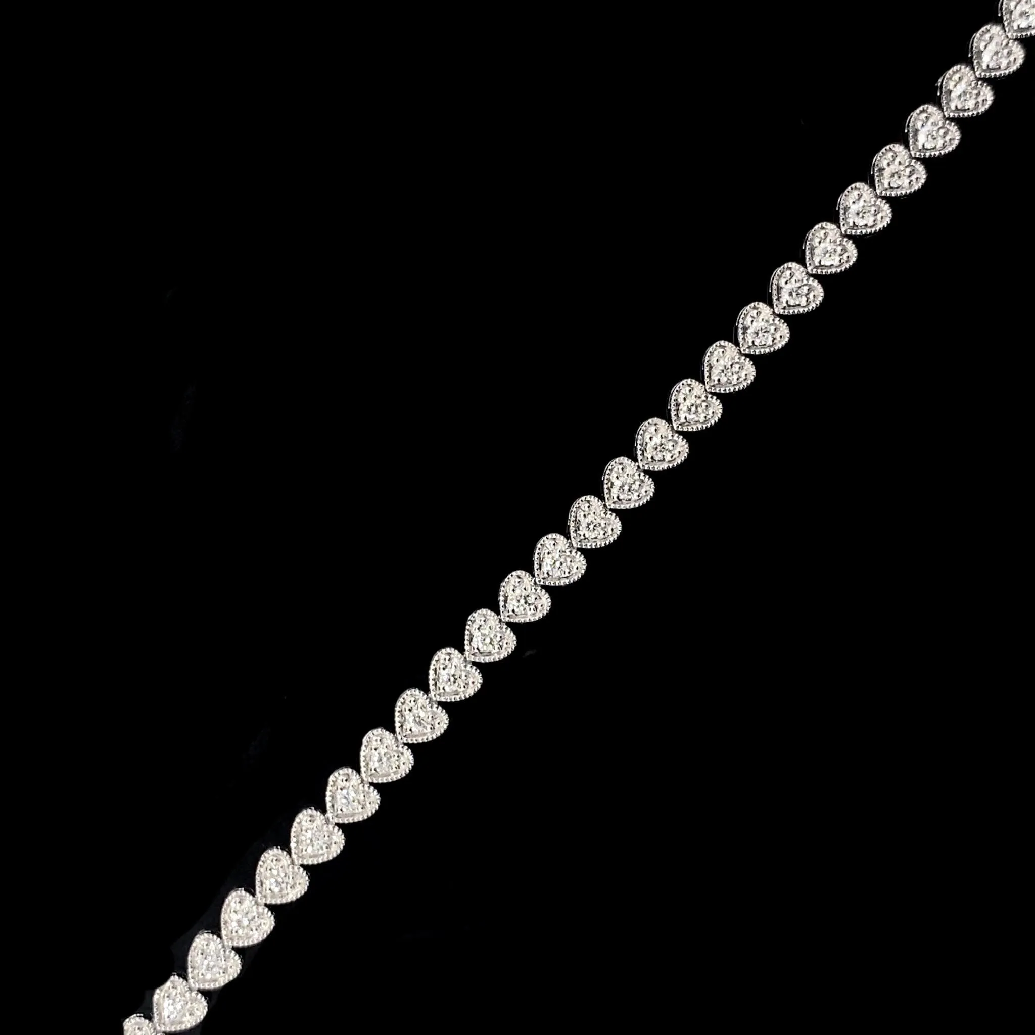 Heart Full Eternity Tennis Diamond Bracelet 14kt