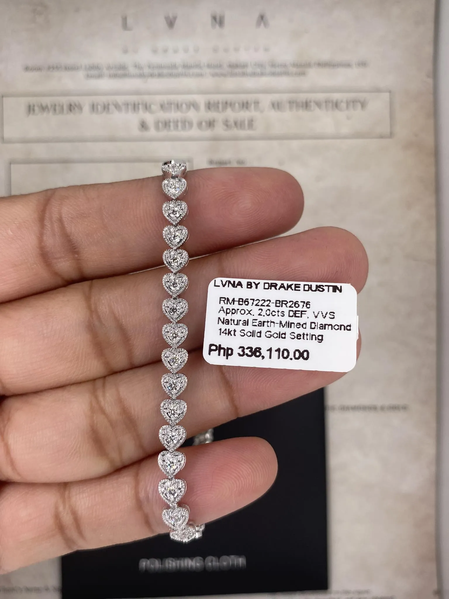Heart Full Eternity Tennis Diamond Bracelet 14kt
