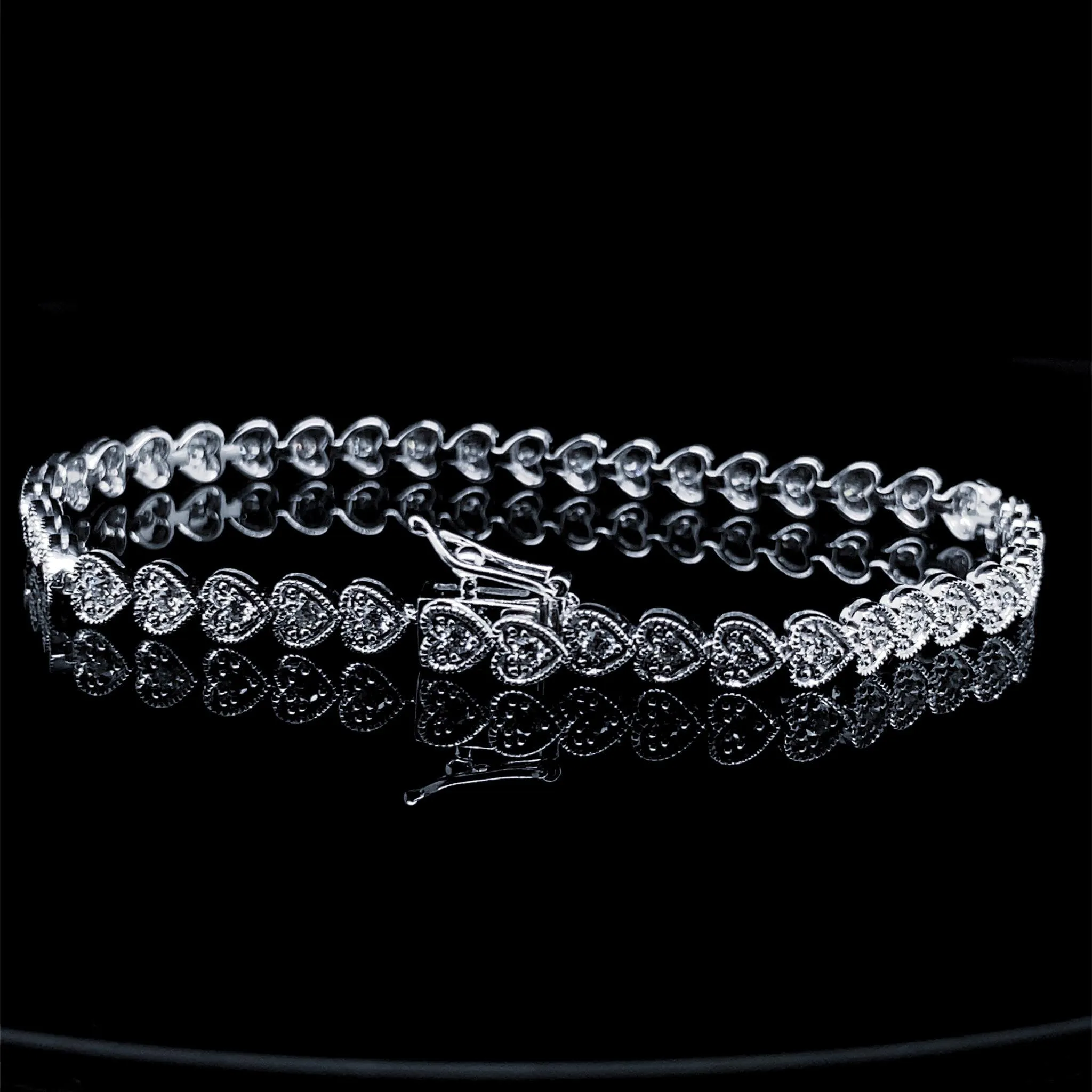 Heart Full Eternity Tennis Diamond Bracelet 14kt