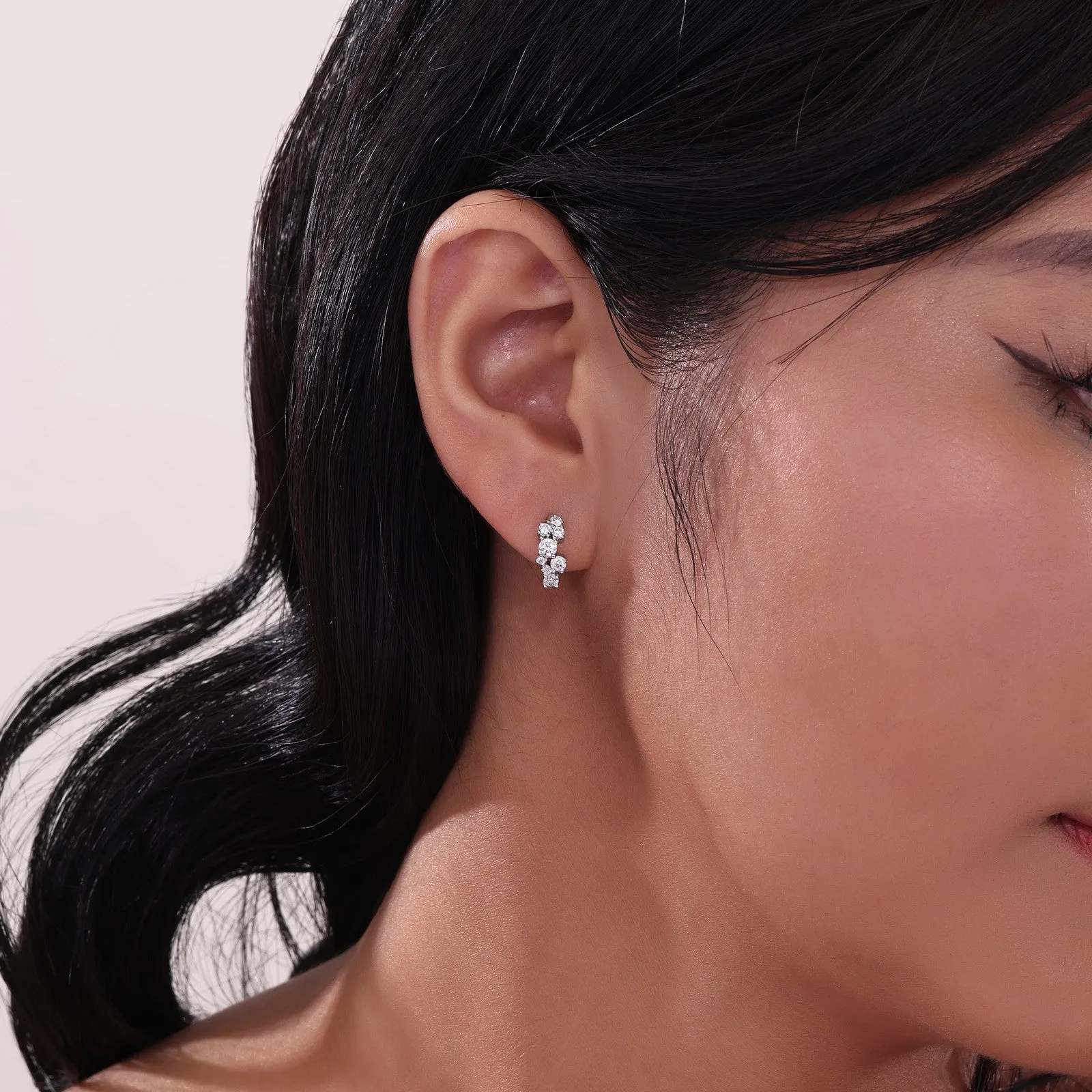 Huggie Earrings with Shiny Clusters