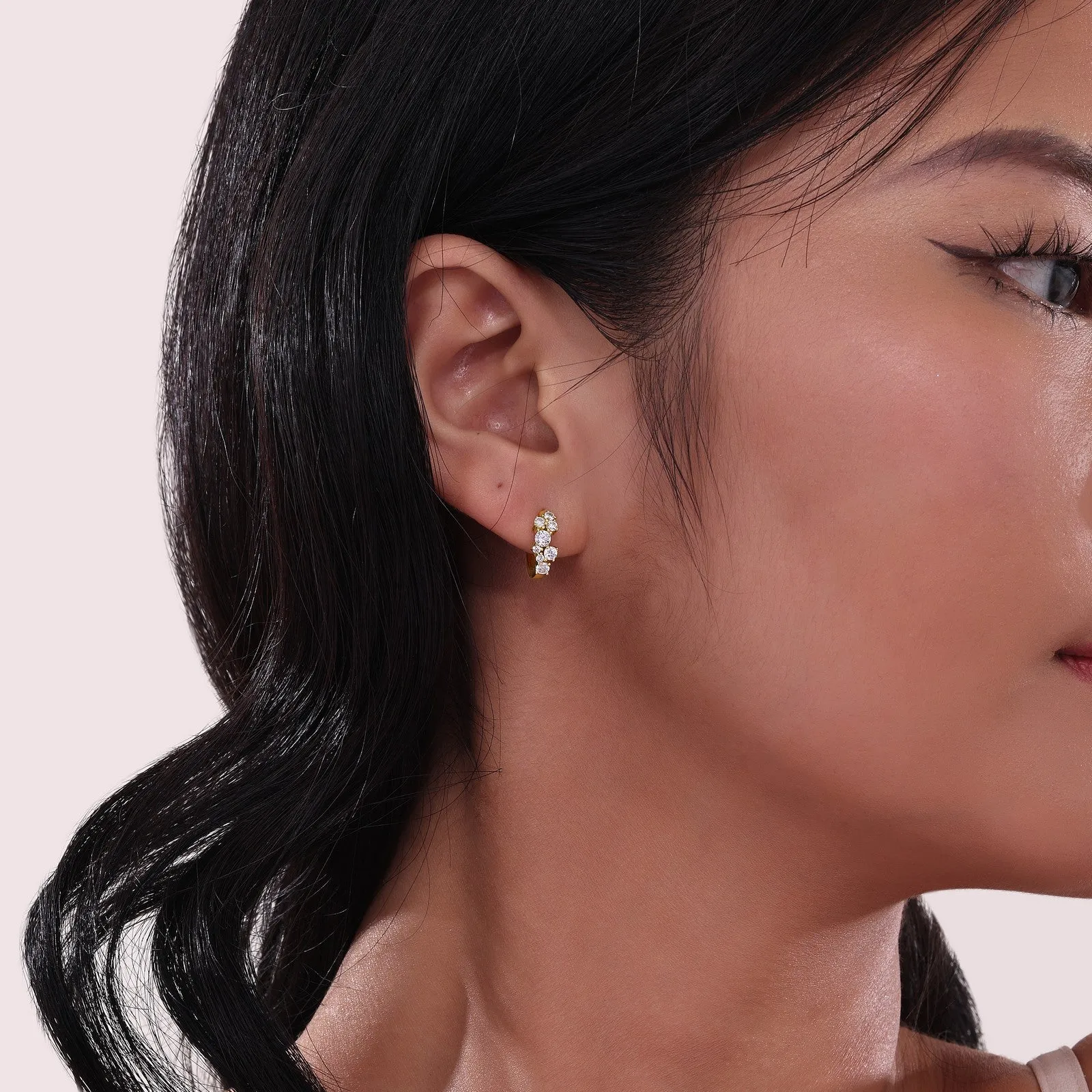 Huggie Earrings with Shiny Clusters