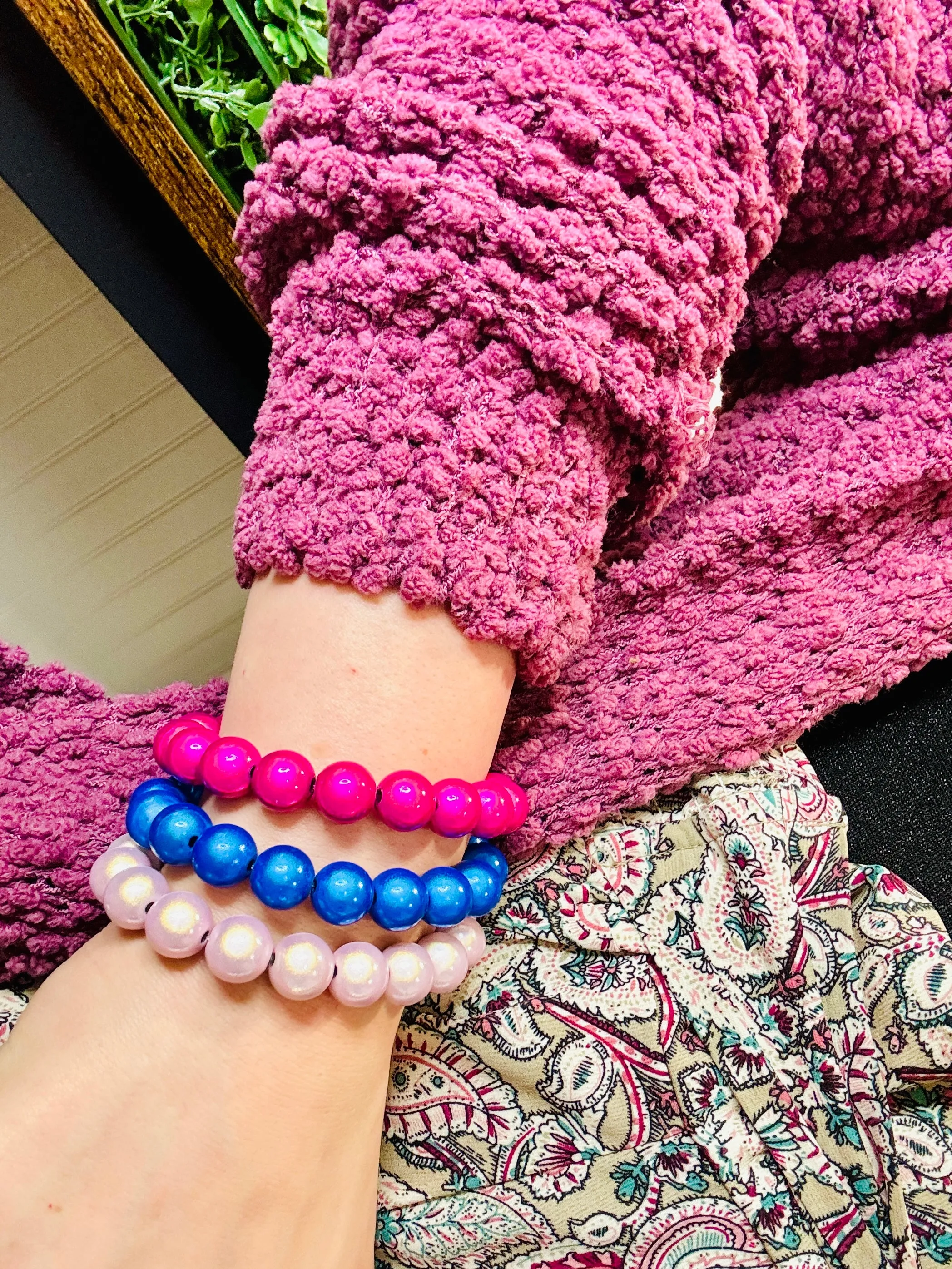 Iridescent Bubble Beaded Bracelets