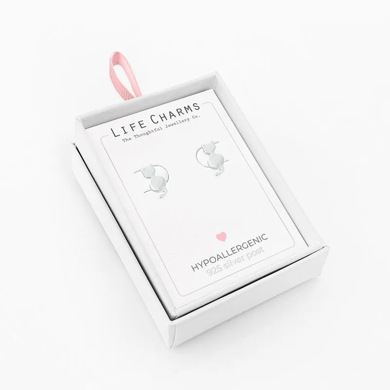 Jewellery Cat Silver Plated Stud Earrings