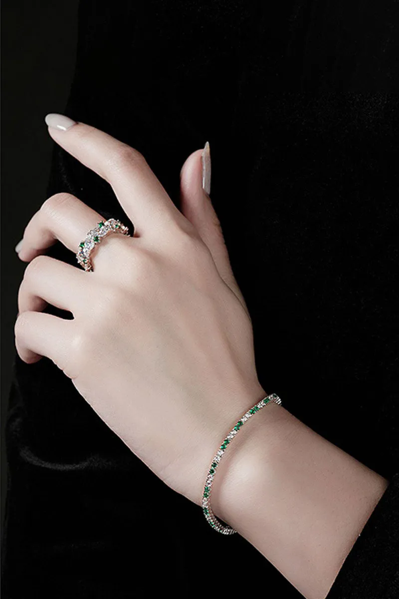 Lab Grown Diamond & Green Spinel Tennis Bracelet