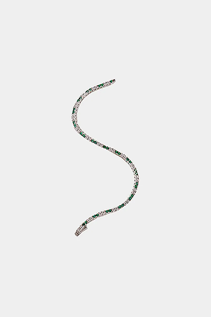Lab Grown Diamond & Green Spinel Tennis Bracelet