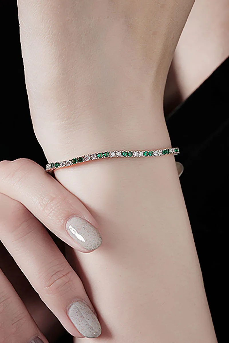 Lab Grown Diamond & Green Spinel Tennis Bracelet