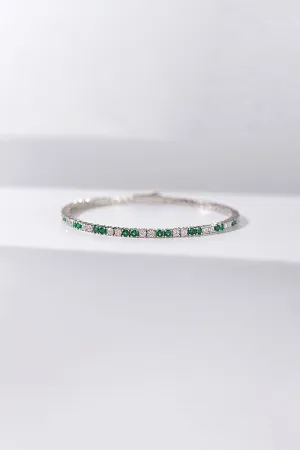 Lab Grown Diamond & Green Spinel Tennis Bracelet