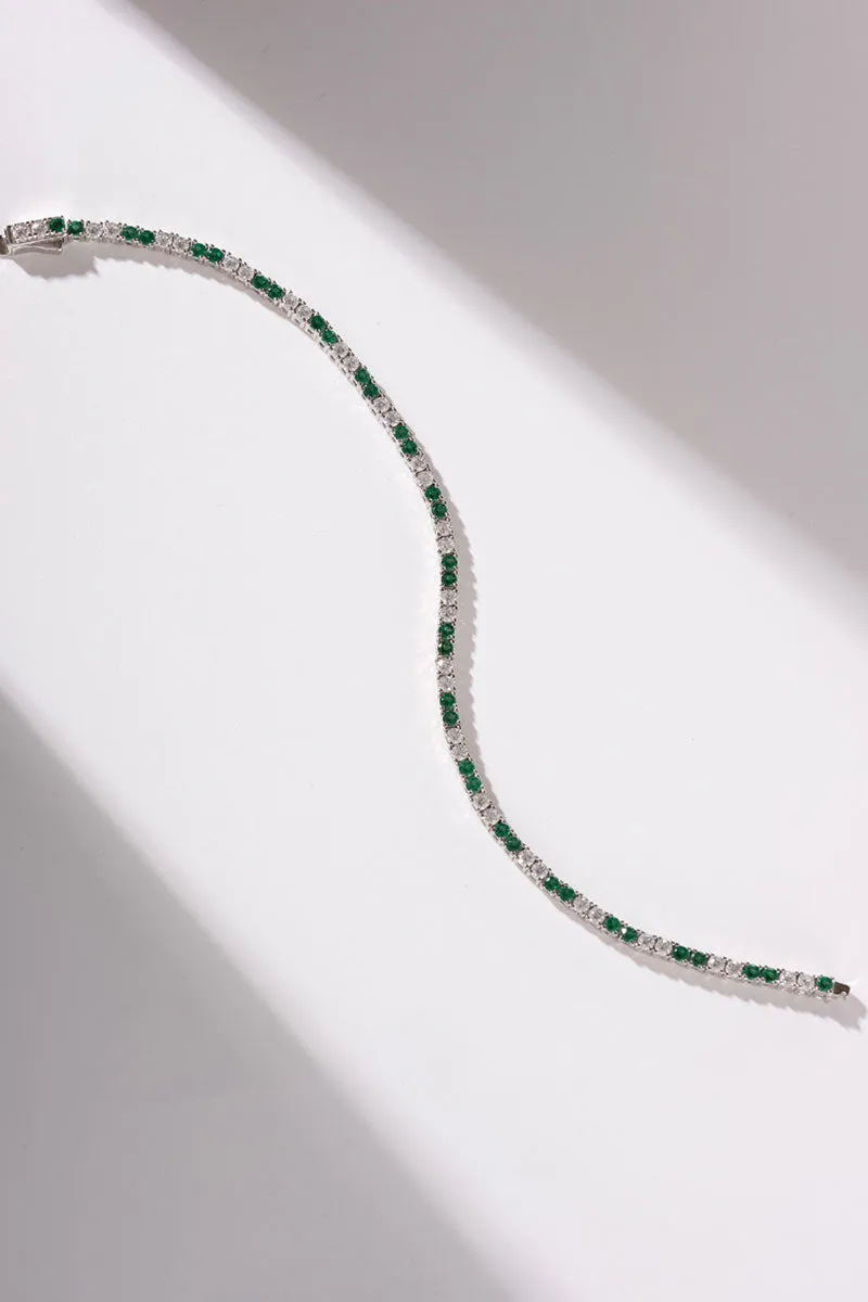 Lab Grown Diamond & Green Spinel Tennis Bracelet