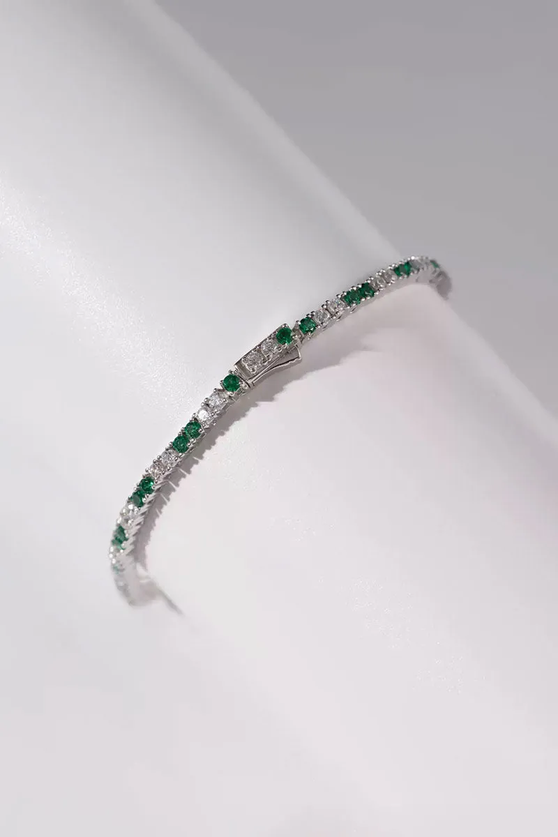 Lab Grown Diamond & Green Spinel Tennis Bracelet