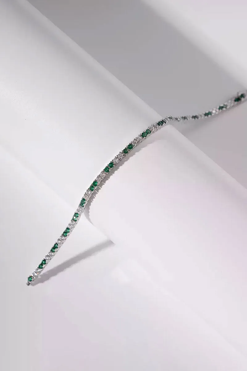 Lab Grown Diamond & Green Spinel Tennis Bracelet