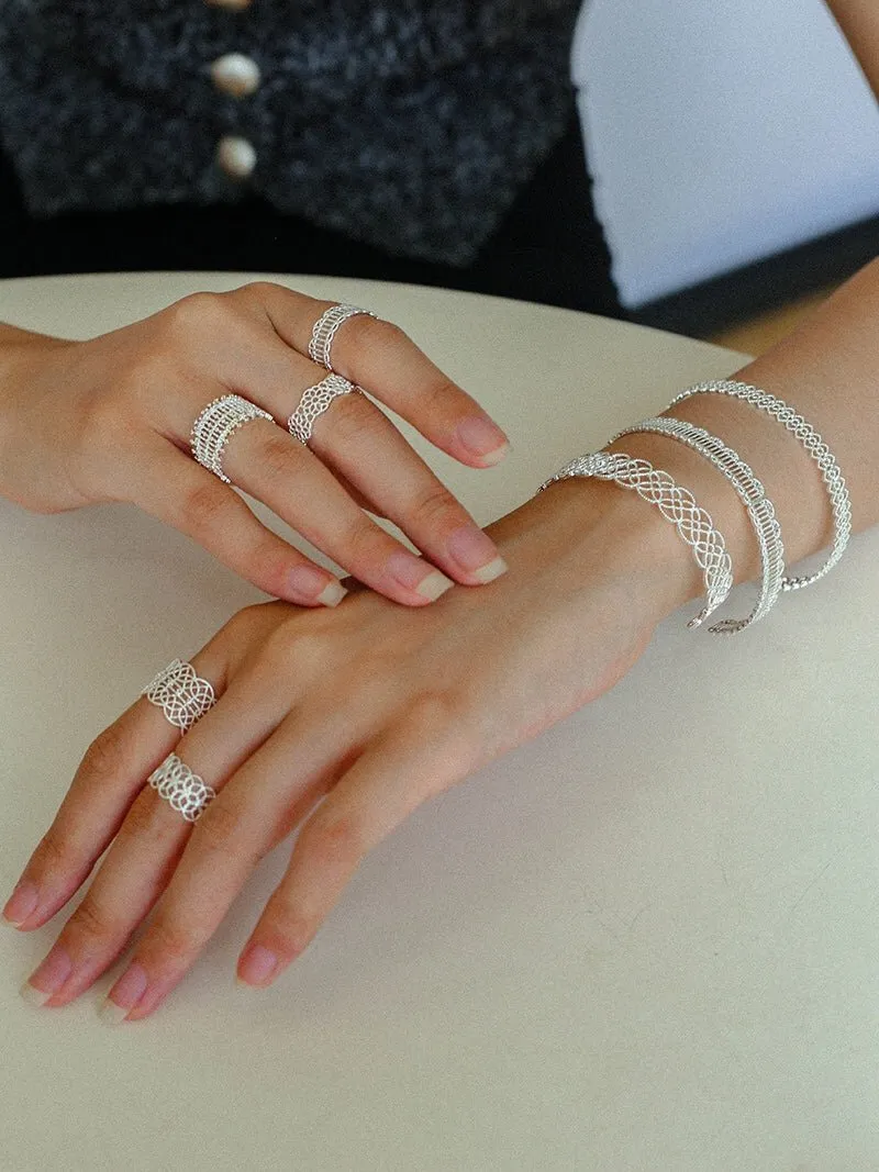 Lace Pattern Diamond Open Ring