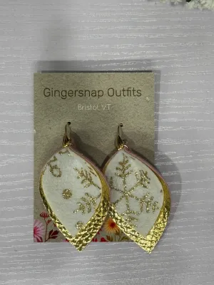 Large Curved Gold Snowflakes earrings